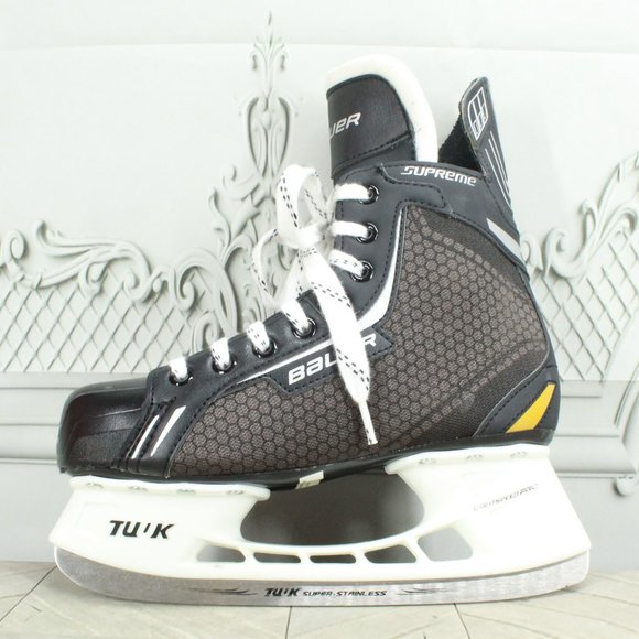 Bauer Other - Bauer Supreme Enforcer  Black Leather Lace Up Ice Hockey Skates Shoes Size 5
